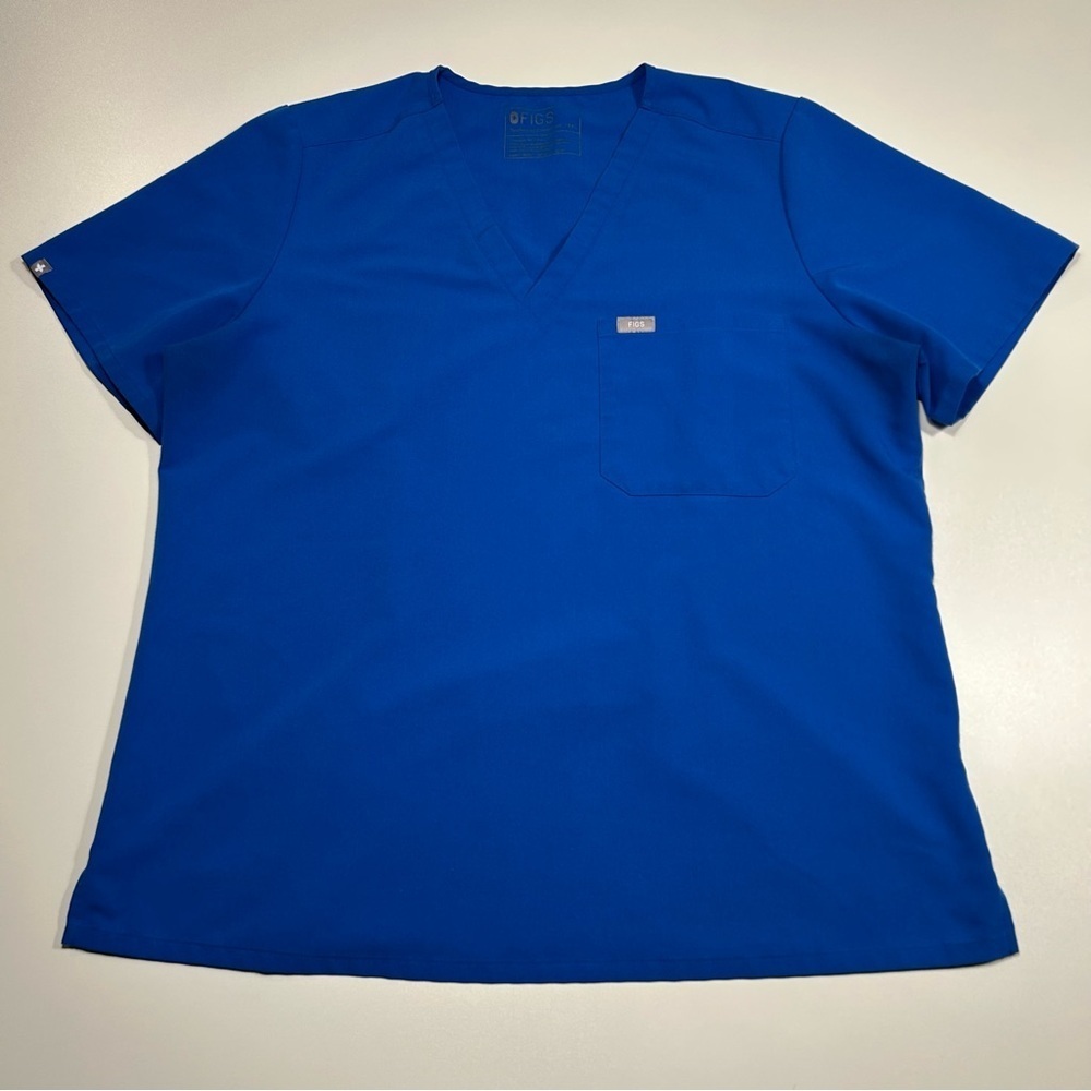 FIGS Royal Blue Catarina One-Pocket Scrub Top V-Neck Medical Nursing Size 2XL